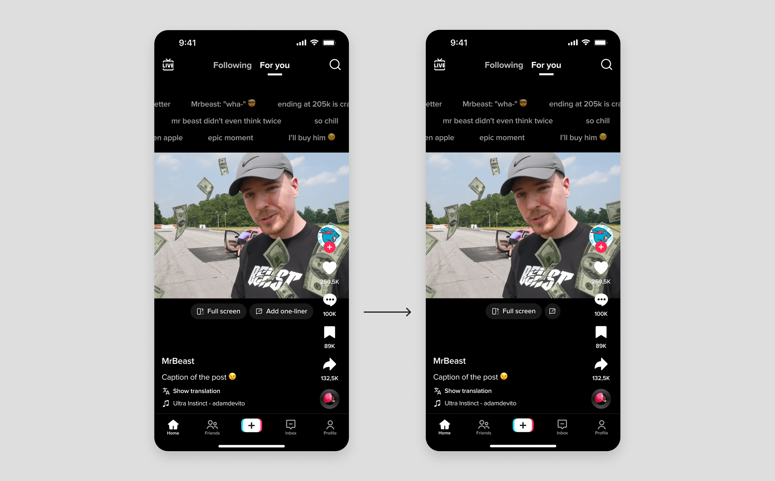 Hide add one liner name