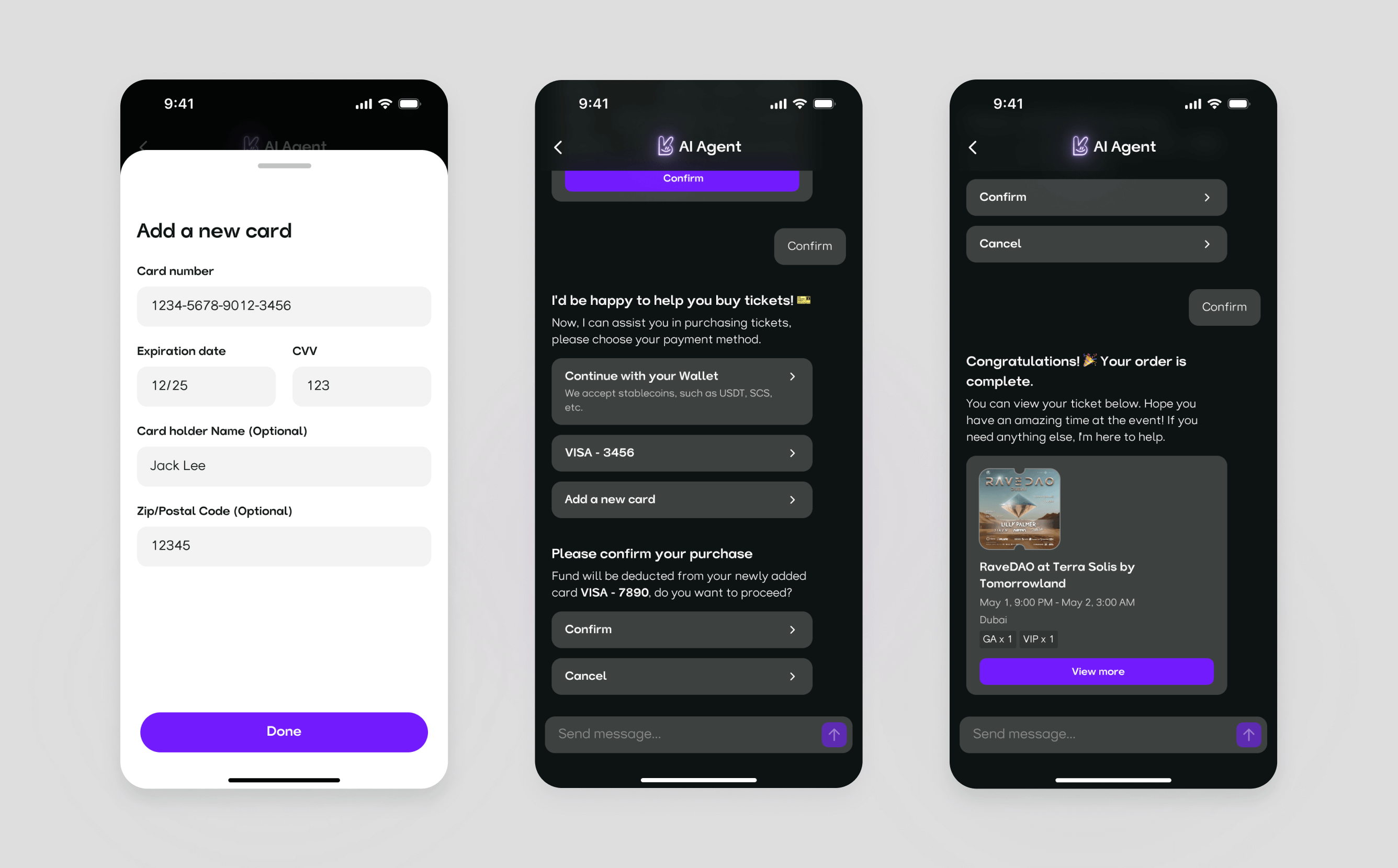 AI agent add new card
