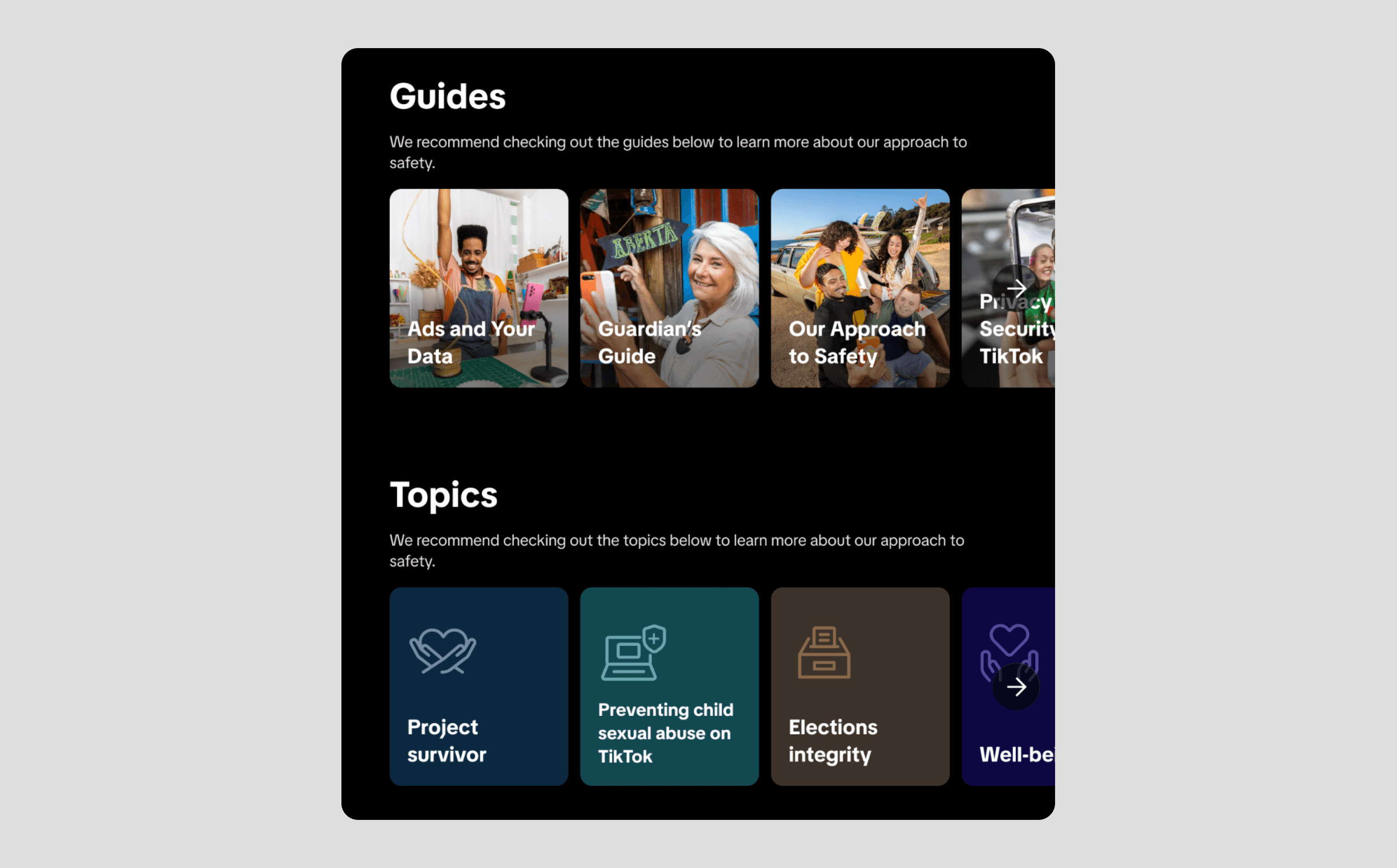 Safety Center Topics and Guides Redesign